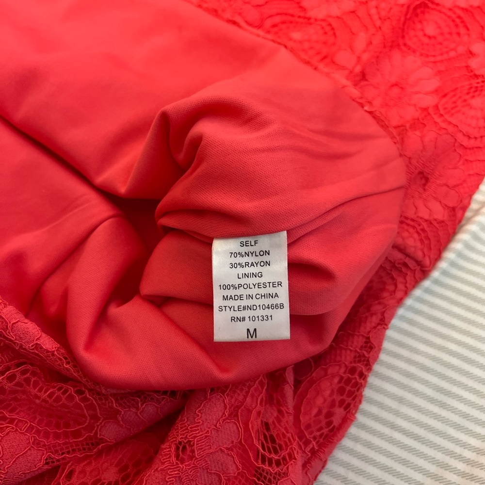 Strapless Coral Cocktail Dress Medium read description - Picture 8 of 14